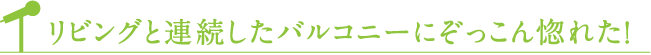 リビングと連続したバルコニーにぞっこん惚れた！